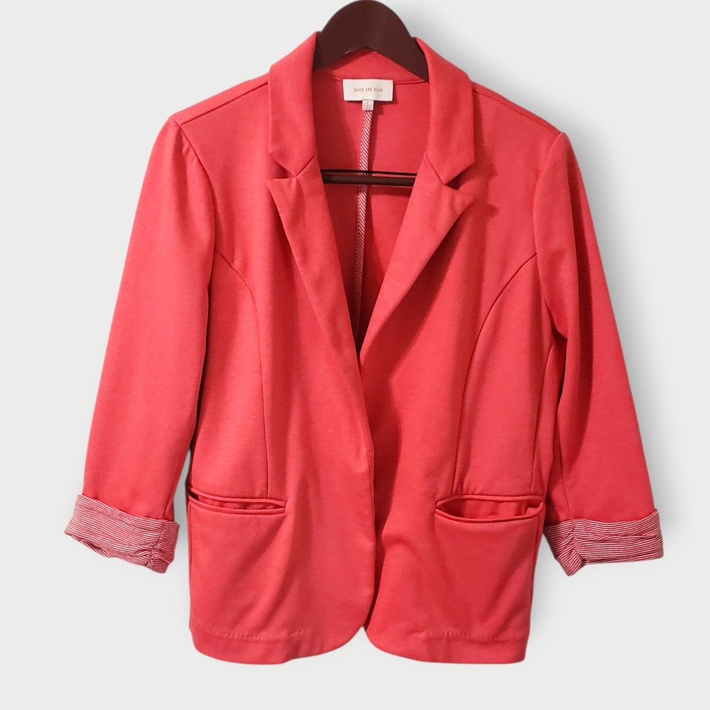 Skies Are Blue Coral Pink Open-Front Blazer